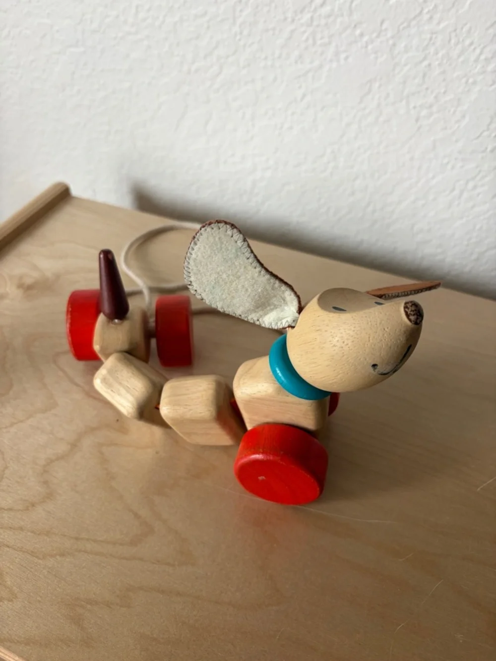 PlanToys Wooden Pull-Along Puppy Dog Toy